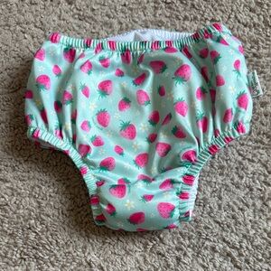 24m Green Sprouts Swim Diaper Cover - Pink Strawberry Print on Mint -